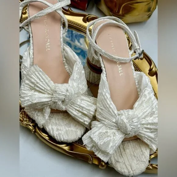 🆕 LOEFFLER RANDALL 🧿 NWOT Dahlia White Lace Bow Mid Heel, Sz 6 - Picture 13 of 15